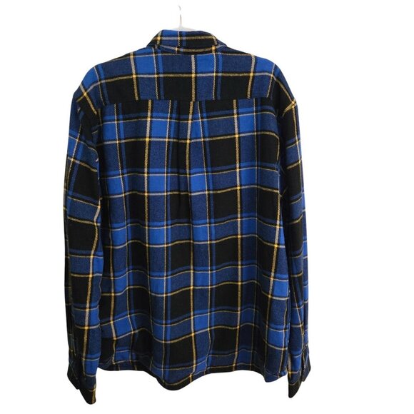 Techstyles Heavyweight Blue Black Plaid Shirt Jacket Quilted Lining Size L - Picture 3 of 9